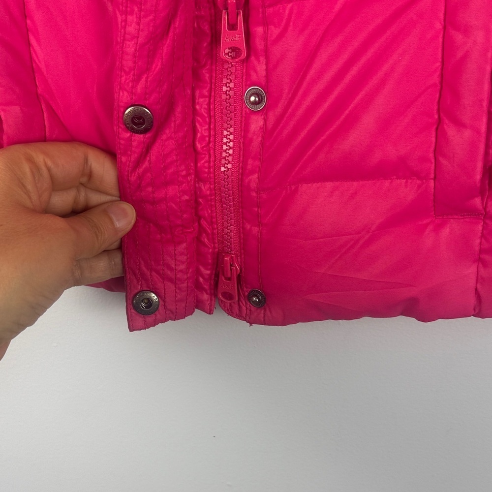 Abercrombie & Fitch Down Feather Blend Bright Pink Sleeveless Puffer Small Vest - Picture 9 of 11
